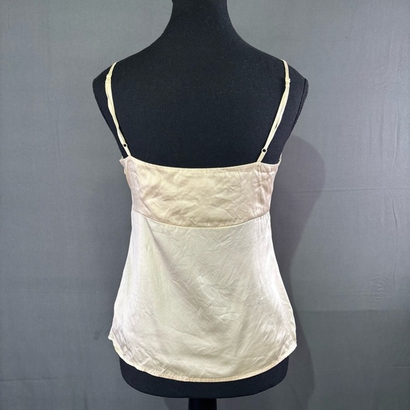 VTG Guess Tank Top Women’s M Y2K Babydoll 100% Silk Sequins Cropped Cream Gold - Picture 3 of 13